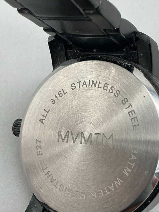 MVMT Classic Black Gold Watch Women 38mm Stainless Date New Battery 7.25\